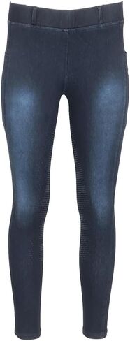 Equine Couture Ladies Denim Full Seat Silicon Tights with Phone Pocket in Saudi Arabia