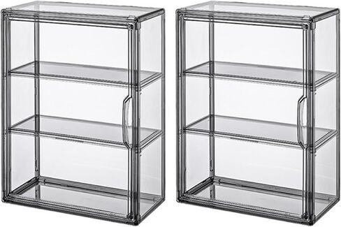 6 Pcs Clear Acrylic Display Case 3 Tier Clear Display Shelf Storage Boxes Cabinet Organizer with Magnetic Door for Figures Mini Toys in Saudi Arabia