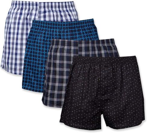 Y's factory Men's Boxer Shorts Multipack – 100% Cotton, Breathable, Comfortable Fit, Assorted Prints & Plaid, 3/4/6/8/10 Pack in Saudi Arabia