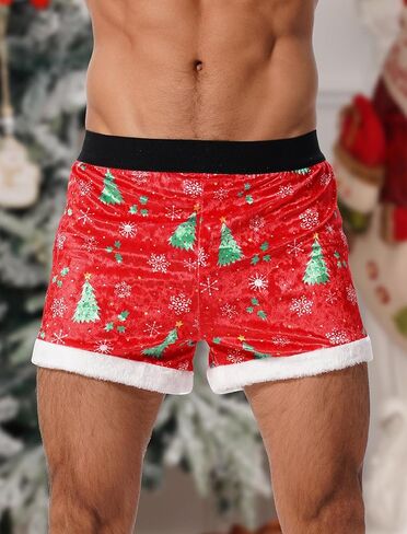ABAFIP Men Funny Christmas Boxers Velvet Xmas Boxer Shorts Flannel Santa Claus Xmas Holiday Underpants in Saudi Arabia