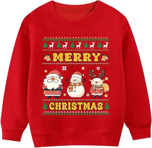 Toddler Girl Christmas Sweatshirt Kids Ugly Xmas Cotton Short Sleeve Shirt 2-10 Years in Saudi Arabia