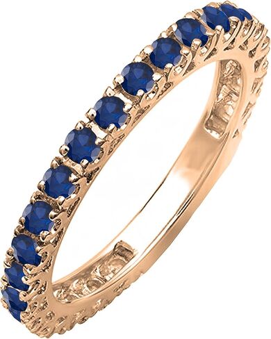 مجموعة Dazzlingrock 0.90 قيراط خاتم زفاف قابل للتكديس من الياقوت الأزرق الدائري العتيق للنساء، متوفر باللون الذهبي الصلب عيار 10/14/18 قيراط in Kuwait