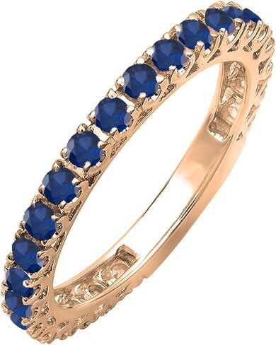 مجموعة Dazzlingrock 0.90 قيراط خاتم زفاف قابل للتكديس من الياقوت الأزرق الدائري العتيق للنساء، متوفر باللون الذهبي الصلب عيار 10/14/18 قيراط in Kuwait