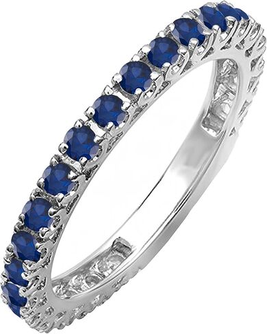 مجموعة Dazzlingrock 0.90 قيراط خاتم زفاف قابل للتكديس من الياقوت الأزرق الدائري العتيق للنساء، متوفر باللون الذهبي الصلب عيار 10/14/18 قيراط in Kuwait