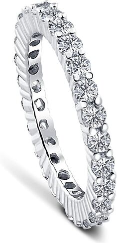 بومبي 1 قيراط T.W. خاتم الخلود من Lab Grown Diamond خاتم زفاف قابل للتكديس من الذهب الأبيض عيار 14 قيراط ((HI-I)،SI(2)-I(1)) in Saudi Arabia