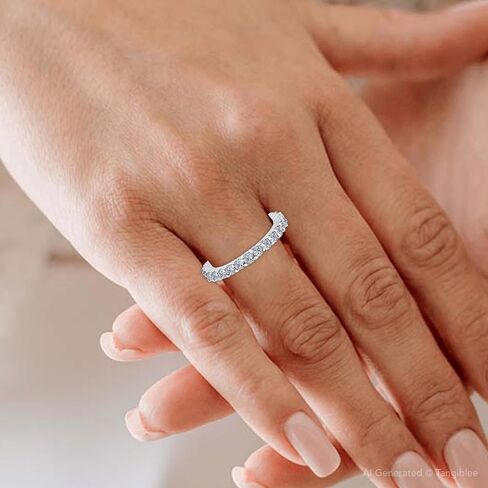 بومبي 1 قيراط T.W. خاتم الخلود من Lab Grown Diamond خاتم زفاف قابل للتكديس من الذهب الأبيض عيار 14 قيراط ((HI-I)،SI(2)-I(1)) in Saudi Arabia