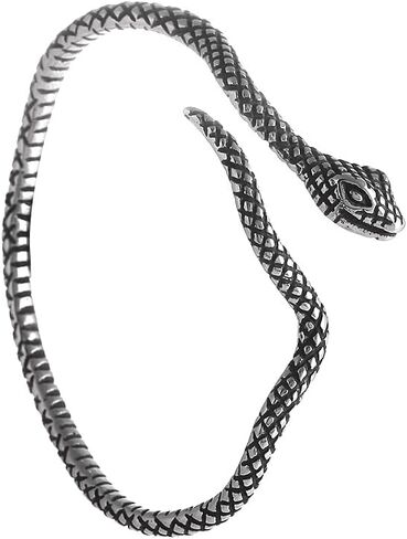 YWMAN Vintage Snake Bangle Bracelet, Adjustable Stainless Steel Cuff for Women Men, Textured Serpentine Pattern in Saudi Arabia