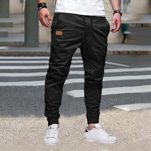 Men's Cotton Twill Joggers - Drawstring Cargo Pants, Casual Multi-Pocket Design in Saudi Arabia