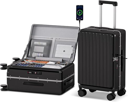 SKYROMER 20 Inch carry on luggage 22x14x9 airline approved Hard Shell Spinner Suitcase Top Opening Aluminum Frame Travel Luggage Suitcases for Woman Men Gifts (Blue) in Saudi Arabia