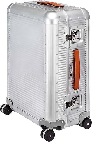 FPM MILANO Bank 26" - Made in Italy Aluminum & Leather Medium Checked Luggage - Framed Hardside Check-in Suitcase with 4 Spinner Wheels - Large Carry-on Travel Size - Moonlight Silver in Saudi Arabia