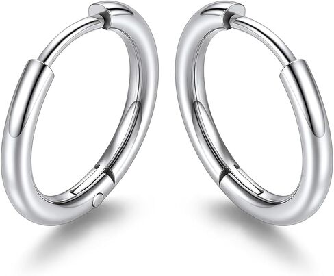 KeyStyle Small Hoop Earrings for Women,Hypoallergenic Stainless Steel Tiny Earrings,Gold/Silver/Black Non-Tarnish Cartilage Hoop Earring for Men,Lightweight Sleeper Earrings,7/8/9/10/12/14/16mm in Saudi Arabia