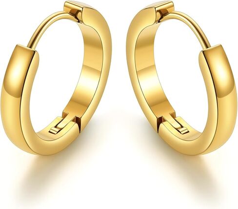 KeyStyle Small Hoop Earrings for Women,Hypoallergenic Stainless Steel Tiny Earrings,Gold/Silver/Black Non-Tarnish Cartilage Hoop Earring for Men,Lightweight Sleeper Earrings,7/8/9/10/12/14/16mm in Saudi Arabia