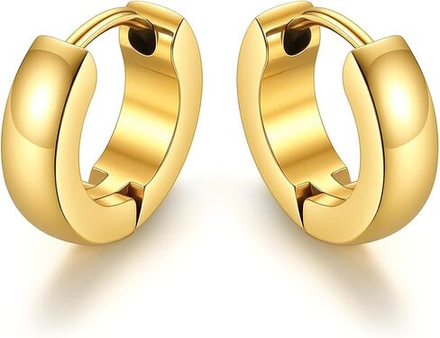 KeyStyle Small Hoop Earrings for Women,Hypoallergenic Stainless Steel Tiny Earrings,Gold/Silver/Black Non-Tarnish Cartilage Hoop Earring for Men,Lightweight Sleeper Earrings,7/8/9/10/12/14/16mm in Saudi Arabia