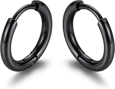 KeyStyle Small Hoop Earrings for Women,Hypoallergenic Stainless Steel Tiny Earrings,Gold/Silver/Black Non-Tarnish Cartilage Hoop Earring for Men,Lightweight Sleeper Earrings,7/8/9/10/12/14/16mm in Saudi Arabia