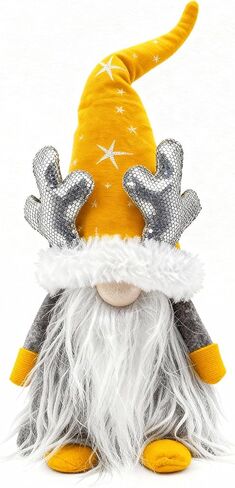 Etistta Gnomes زينة عيد الميلاد، 19 بوصة اليدوية جنوم أفخم قرون الأيائل الفضية، ديكور عيد الميلاد السويدية Tomte عطلة الزينة سانتا (الأحمر والفضي) in Kuwait
