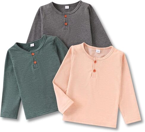 2-6 سنوات طفل صغير الأولاد 3 حزمة طويلة الأكمام Crewneck الجرافيك تي شيرت ملابس الاطفال أعلى المحملة الأولاد الخريف القمصان in Kuwait