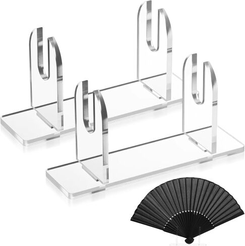 Thinp 2 Sets Acrylic Fan Display Stand, Chinese Japanese Folding Fan Stand Foldable Handheld Fans Holder for Fans Display Storage (Clear) in Saudi Arabia