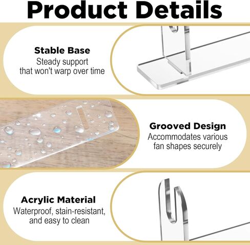 Thinp 2 Sets Acrylic Fan Display Stand, Chinese Japanese Folding Fan Stand Foldable Handheld Fans Holder for Fans Display Storage (Clear) in Saudi Arabia