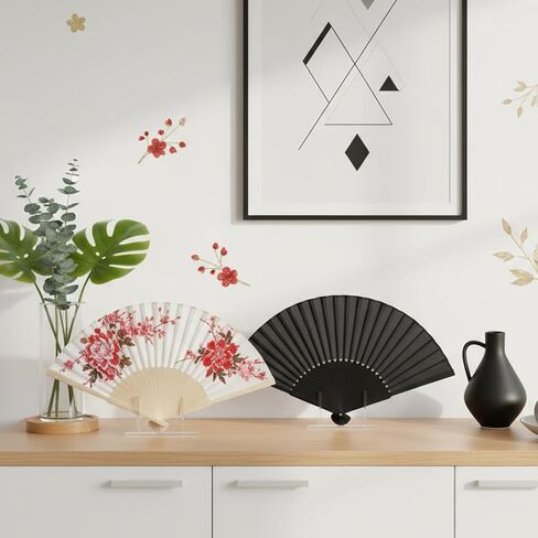 Thinp 2 Sets Acrylic Fan Display Stand, Chinese Japanese Folding Fan Stand Foldable Handheld Fans Holder for Fans Display Storage (Clear) in Saudi Arabia