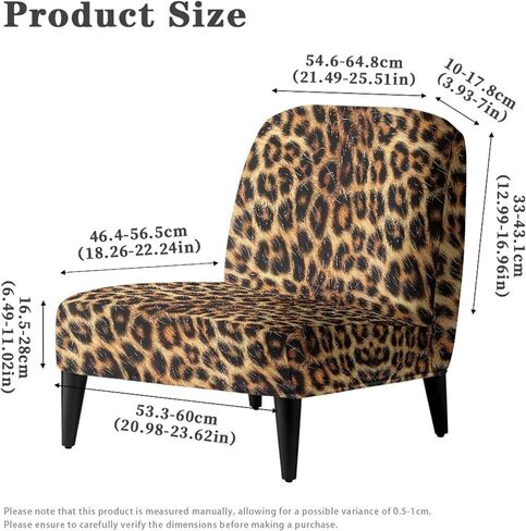 Leopard Armless Accent Chair Cover, Universal Armless Accent Slipper Chair Covers, Stretch & Washable Slipper Chair Slipcover Spandex Removable Non-Slip & Soft Chair Cover in Saudi Arabia