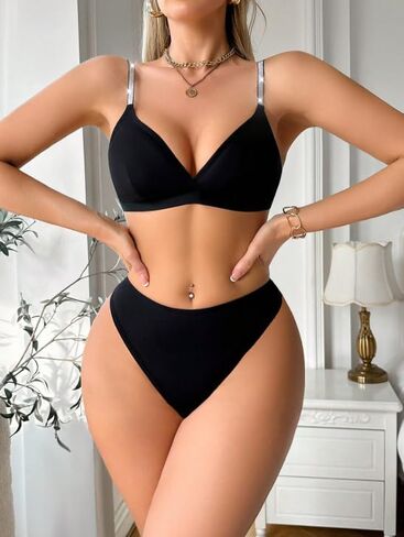 Women's Underwear Set Wireless Breathable Stretchy Soft for Bralette and High Waist Brief Set in Saudi Arabia