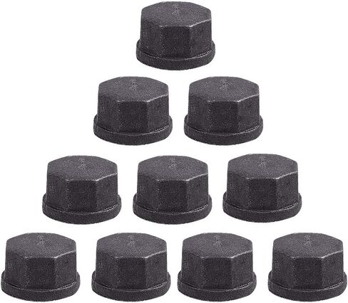 20 Pack 1/2 inches Malleable Cast Iron Pipe Cap, Industrial Pipe Flanges for Threaded Black Pipes and Fittings, DIY Steampunk Industrial Vintage Style. in Kuwait