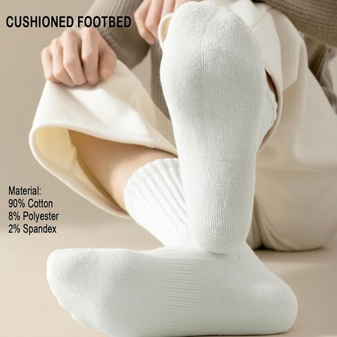 Women Scrunch Crew Socks: Cotton Cushioned Boot Mid Calf Slouch Socks - Athletic Workout & Gym 3 Pack in Saudi Arabia