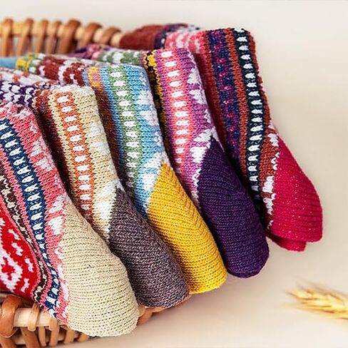 5 Pairs Wool Socks for Women, Stocking Stuffers Gifts for Women, Thick Wool Soft Warm Cozy Crew Womens Socks Boot Sock [5 styles] in Saudi Arabia