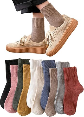 10 Pairs Crew Socks for Women-Cute Casual Calf Socks Breathable Ankle Sock in Saudi Arabia