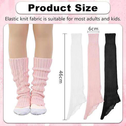 KUNAL 3 أزواج من تدفئة الساق باليه للفتيات، تدفئة الكاحل الناعمة للفتيات لرقص اليوغا، جوارب طويلة محبوكة أنيقة للمراهقات وهدايا الخريف والشتاء (أسود وأبيض ووردي) in Kuwait