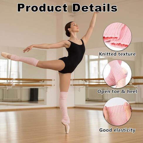 KUNAL 3 أزواج من تدفئة الساق باليه للفتيات، تدفئة الكاحل الناعمة للفتيات لرقص اليوغا، جوارب طويلة محبوكة أنيقة للمراهقات وهدايا الخريف والشتاء (أسود وأبيض ووردي) in Kuwait
