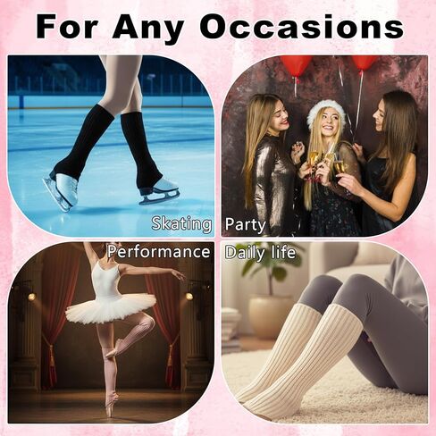 KUNAL 3 أزواج من تدفئة الساق باليه للفتيات، تدفئة الكاحل الناعمة للفتيات لرقص اليوغا، جوارب طويلة محبوكة أنيقة للمراهقات وهدايا الخريف والشتاء (أسود وأبيض ووردي) in Kuwait