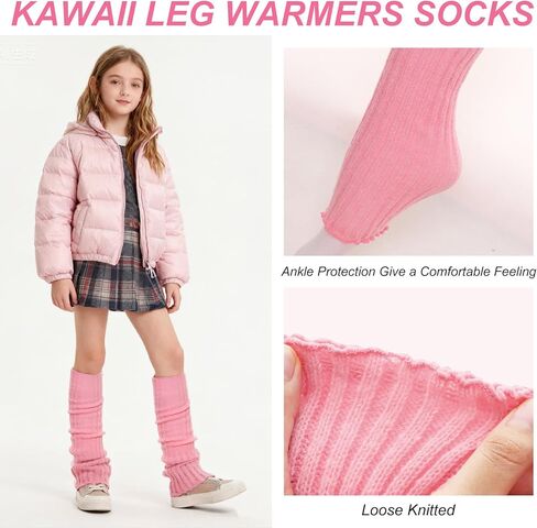 4 أزواج الشتاء تدفئة الساق للفتيات اليابانية محبوك الجوارب فضفاضة Kawaii الركبة عالية Harajuku النساء لوليتا الجوارب غطاء in Saudi Arabia