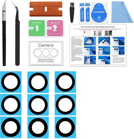 3 Pack Galaxy S23 Ultra Back Rear Camera Lens Glass Replacement, Back Camera Lens with Tempered-Glass Lens Protector for Samsung S23 Ultra, with Installation Manual, Toolkit in Kuwait