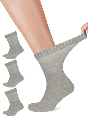 Mens Cotton Diabetic Crew Socks | Wide, Seamless, Non-Binding | Sizes:M (5-8), L (8-11), XL (11-13) | 3 Pairs in Saudi Arabia