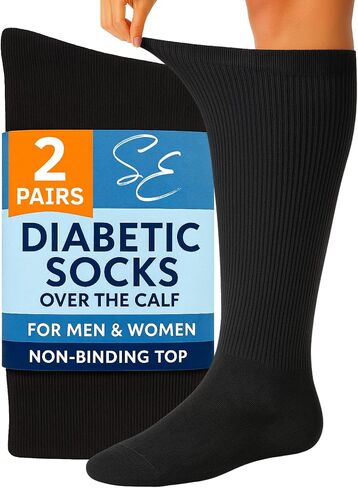 Special Essentials Diabetic Socks for Men & Women – Non-Binding Over The Calf Extra Wide Top Cotton Neuropathy Socks in Saudi Arabia