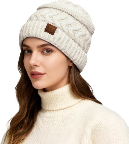 Womens Winter Beanie Hat Soft Stretch Cable Knit Slouchy Warm Comfortable Fashion Accessory for Cold Weather in Saudi Arabia