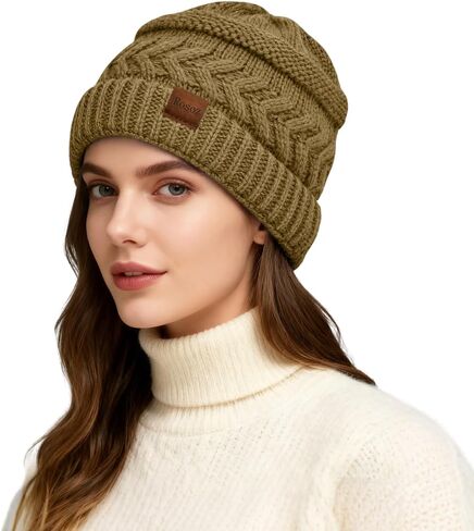 Womens Winter Beanie Hat Soft Stretch Cable Knit Slouchy Warm Comfortable Fashion Accessory for Cold Weather in Saudi Arabia