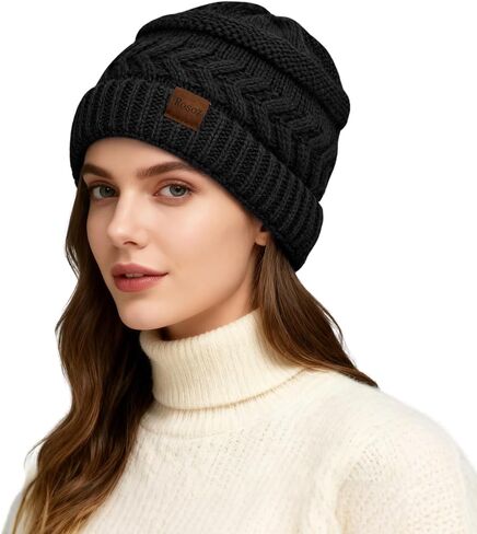 Womens Winter Beanie Hat Soft Stretch Cable Knit Slouchy Warm Comfortable Fashion Accessory for Cold Weather in Saudi Arabia
