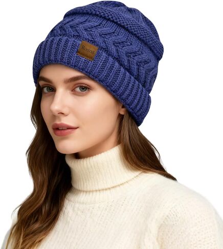 Womens Winter Beanie Hat Soft Stretch Cable Knit Slouchy Warm Comfortable Fashion Accessory for Cold Weather in Saudi Arabia
