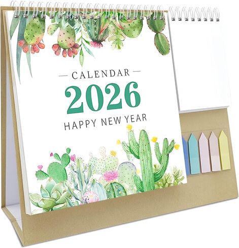 2025 New Year Desk Calendar,Multifunctional Standing Flip 12 Month Desk Calendar, from January 2025 to December 2025,Highlight Holidays,To-do List,Thick Paper Planning Calendar with Pocket for Each Month & Memo Pad & Sticky Notes, for Home or Office in Kuwait