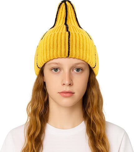 Crazy Banana Brain Beanie - Hilarious Knitted Crochet Hat for Halloween, Christmas, Festival Costume & Fun Winter Accessory Yellow in Saudi Arabia