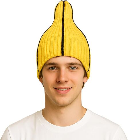 Crazy Banana Brain Beanie - Hilarious Knitted Crochet Hat for Halloween, Christmas, Festival Costume & Fun Winter Accessory Yellow in Saudi Arabia