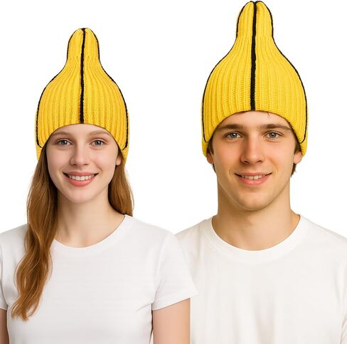 Crazy Banana Brain Beanie - Hilarious Knitted Crochet Hat for Halloween, Christmas, Festival Costume & Fun Winter Accessory Yellow in Saudi Arabia