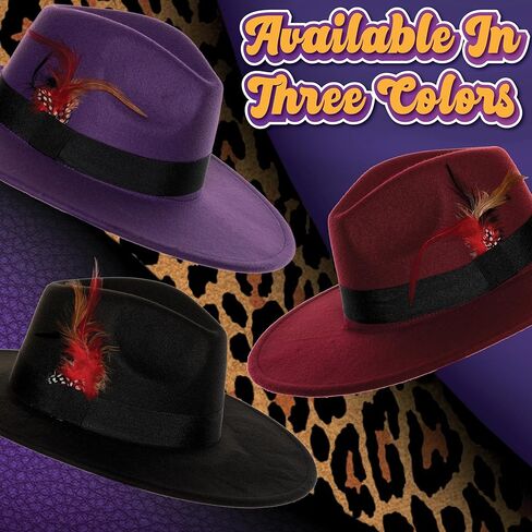 UNDERWRAPS Classic Mens Fedora Hat - Pimp Hat for Halloween Costumes, Cosplay Accessories, 80s Gangster, Adult Fedoras in Saudi Arabia