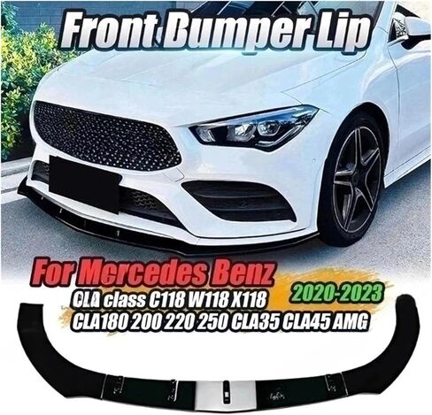Front Bumper Splitter Lip Compatible Fo Mercedes Benz CLA C118 W118 X118 CLA180 200 220 250 CLA35 45 AMG 2020-2023 Diffuser Spoiler Guard(Carbon Look) in Saudi Arabia