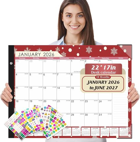 التقويم المكتبي 2025-18 شهر الجدول Montly التقويم ، 22 "× 17" سطح المكتب لسطح المكتب للتخطيط والتنظيم في عائلتك أو مدرستك أو مكتبك (6 ملصقات) in Kuwait