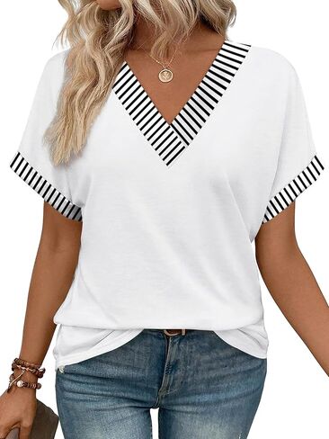 WIHOLL Womens Summer Tops Short Dolman Sleeve Shirts 2025 Fashion V Neck Outfits Clothes in Kuwait
