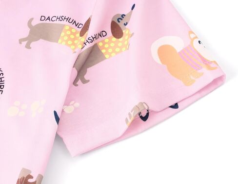 Topgal 3-Pieces Coat Style Pajamas for Girls - Bows Puppy Graphic Print Kids' Short Sleeves & Shorts Pants PJS Size 6-18 in Saudi Arabia