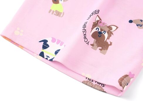 Topgal 3-Pieces Coat Style Pajamas for Girls - Bows Puppy Graphic Print Kids' Short Sleeves & Shorts Pants PJS Size 6-18 in Saudi Arabia